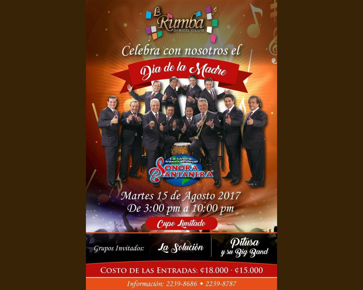 En el 2017 las entradas al concierto de la Sonora Santanera en Rumba costaron entre los 15.000 y 18.000 colones.