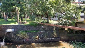 La tubería de la derecha es un desagüe de aguas residuales al río Bermúdez, en el residencial Bosques de Doña Rosa. La tubería de la izquierda es de aguas pluviales. Foto: Cortesía.