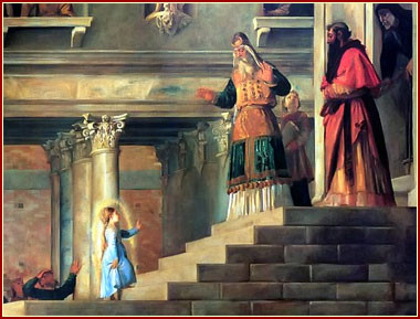 Imagen de María Presentada en el templo de Jerusalén.