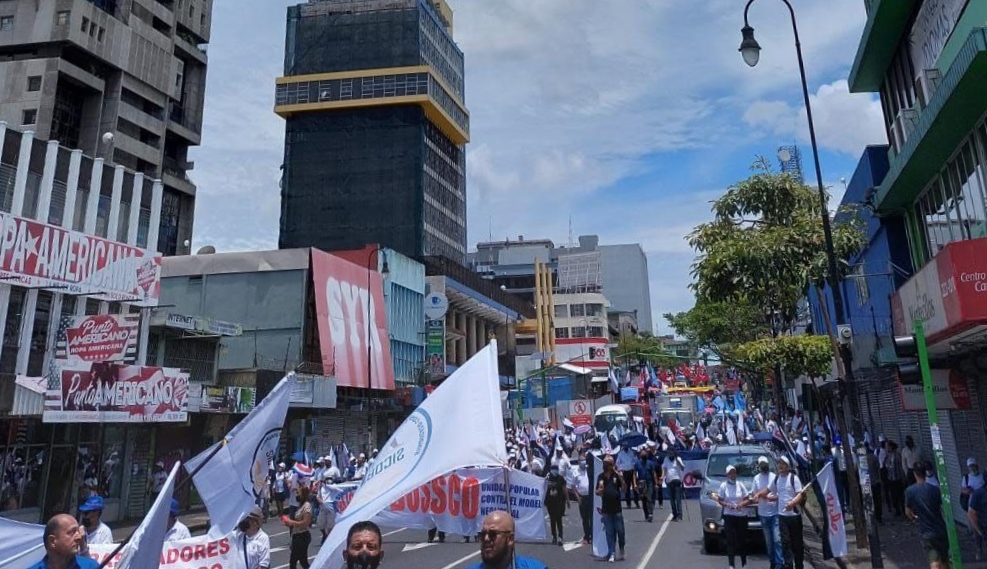 Foto de la marcha de hoy, 1 de mayo de 2022, en las calles de San José