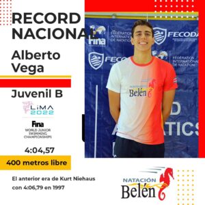 Alberto Vega interpuso un nuevo récord en estilo libre. Foto cortesía de Natación Belén.