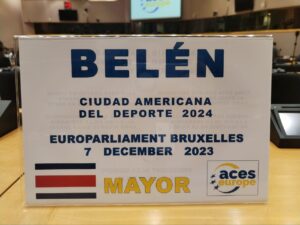 Presencia de Belén en el parlamento de la Unión Europea durante la entrega del galardón. Foto de Comité Cantonal de Deportes y Recreación de Belén.