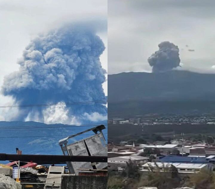 Erupción del Volcán Póas el 22 de abril desde diferentes puntos de Belén.