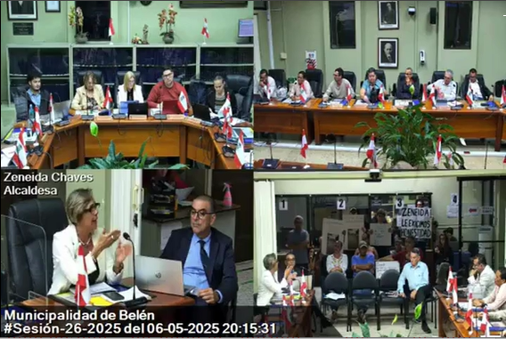 Vecinos de Barrio Fátima se manifestaron en la Sesión del Consejo Municipal donde pidió disculpas por lo ocurrido. Foto: Municipalidad de Belén.