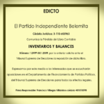 El Partido Independiente Belemita Comunica  la Pérdida del Libro Contable INVENTARIOS Y BALANCES.