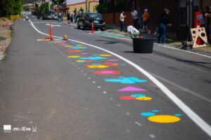 Intervención de urbanismo táctico realizado en calle El Ande. Foto: Proyecto mUEVE.