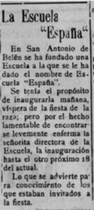 Extracto del diario La Prensa, 10 de octubre de 1925, p.1. Material recopilado por Daniel Alvarado Luna.