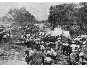 Fotografía del accidente aéreo en la RIbera de Belén en 1977.